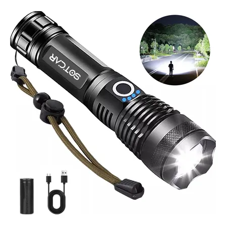 Lanterna Tática Mais Forte Do Mundo T9 Potente Recarregável Preto