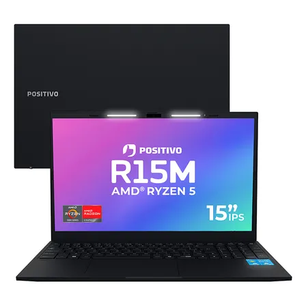 Notebook Positivo Vision R15m Amd Ryzen 5-5625u Linux 8gb Ram 256gb Ssd Wi-fi 6 Tela 15 Full Hd Ips Antirreflexo - Permite Upgrade De Memória Ram E Ssd - Preto