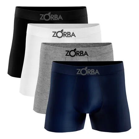 Kit 4 Cueca Boxer Algodão Sem Costura Zorba Adulto Masculina